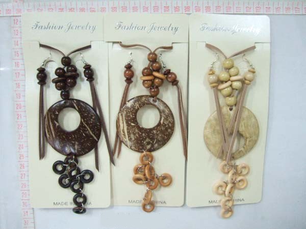 Wood Necklace With Wood Earrings