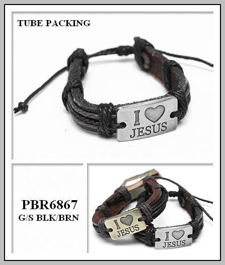 I LOVE JESUS Tag Leather Bracelet