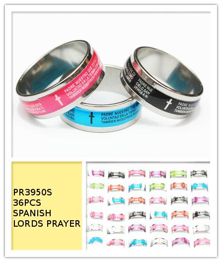 Spanish Lords Prayer Stainless Steel Rings