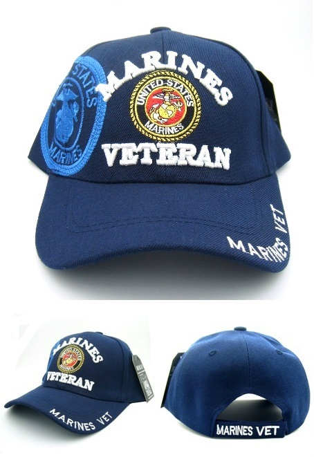 Blue/White Marines Veteran Baseball Caps