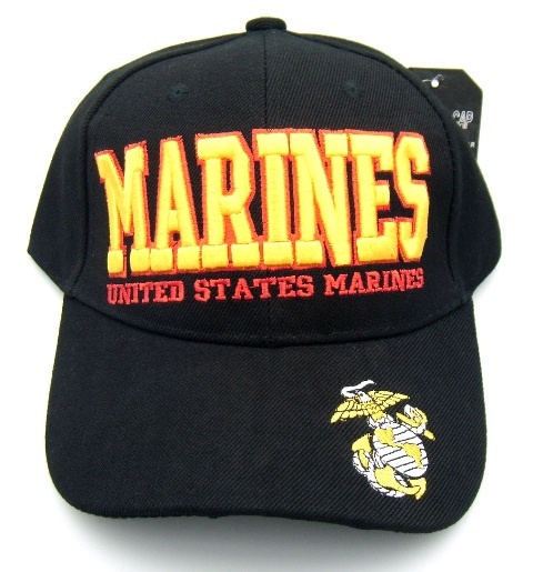 Black/Yellow Marines Baseball Caps