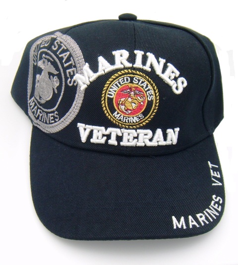 Black/White Marines Veteran Baseball Caps
