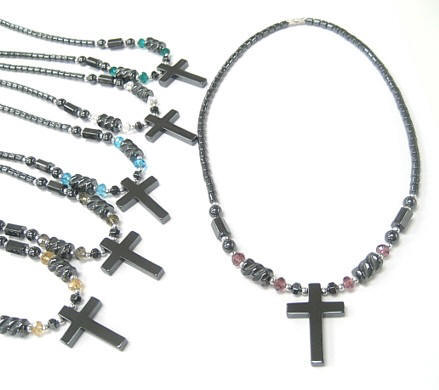 Assorted Color Crystal Cross Hematite Necklaces