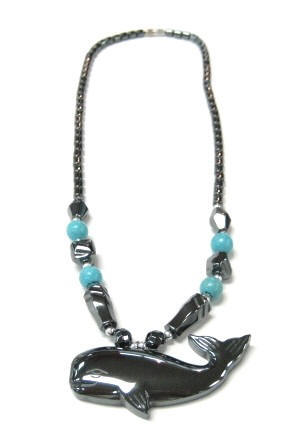 Whale With Assorted Color Beads Hematite Necklaces