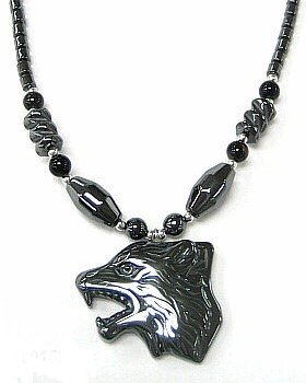 Wolf Head Hematite Necklaces