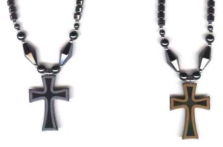 Wide Edges Cross Hematite Necklaces
