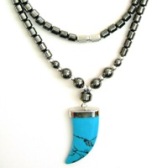 Turquoise Claw Hematite Necklaces