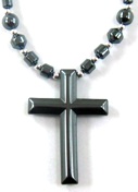 22 inch Long Cross Hematite Necklace