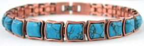 All Turquoise Squares Copper Magnetic Bracelets