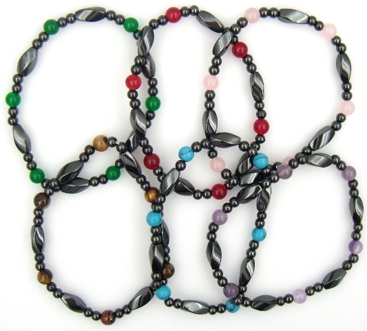 Stretchable Assorted Color Stone Beads Hematite Magnetic Bracelets