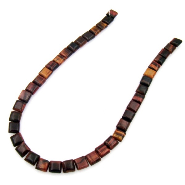 Semi-Precious Stone Iron Tiger-eye with 2 Holes 10x10mm Square Beads
