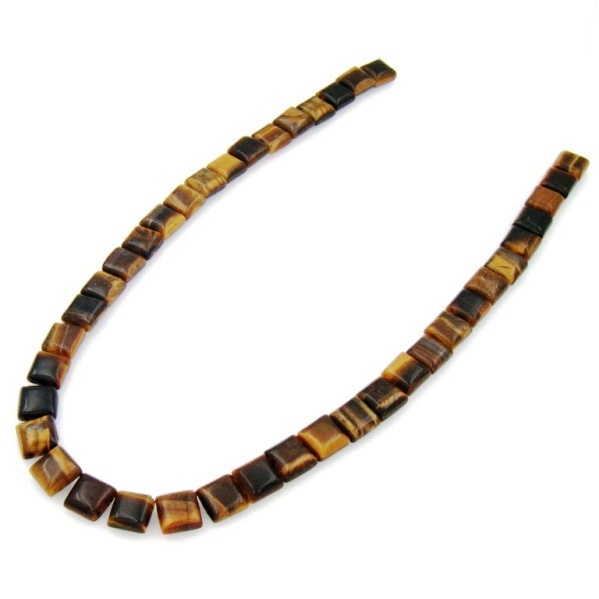 Semi-Precious Stone Tiger-eye with 2 Holes 10x10mm Square Beads