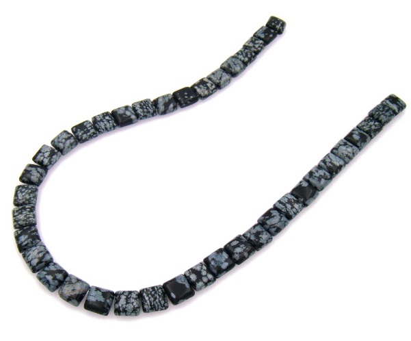 Wholesale Snowflake Obsidian 10x10mm Square Beads with 2 Holes