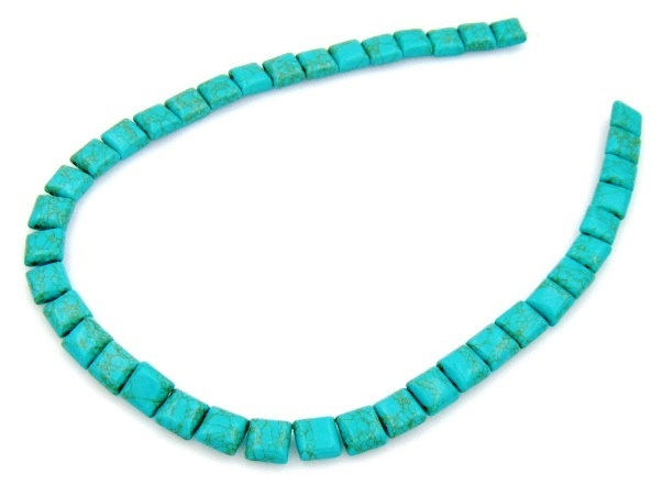 Turquoise 10x10mm Square Beads with 2 Holes