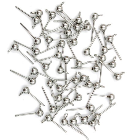 100 PC. Surgical Stainless Steel Ear Ball Posts #POSTS