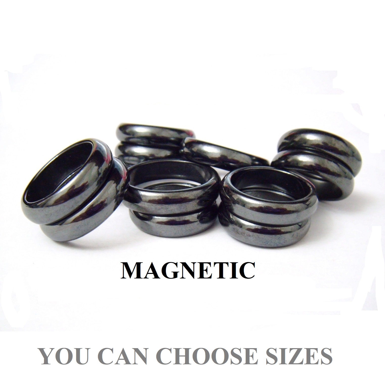 12 PC. (Dozen) MAGNETIC 6mm Dome Smooth Top Hematite Rings (Sizes by Choice) #HMR