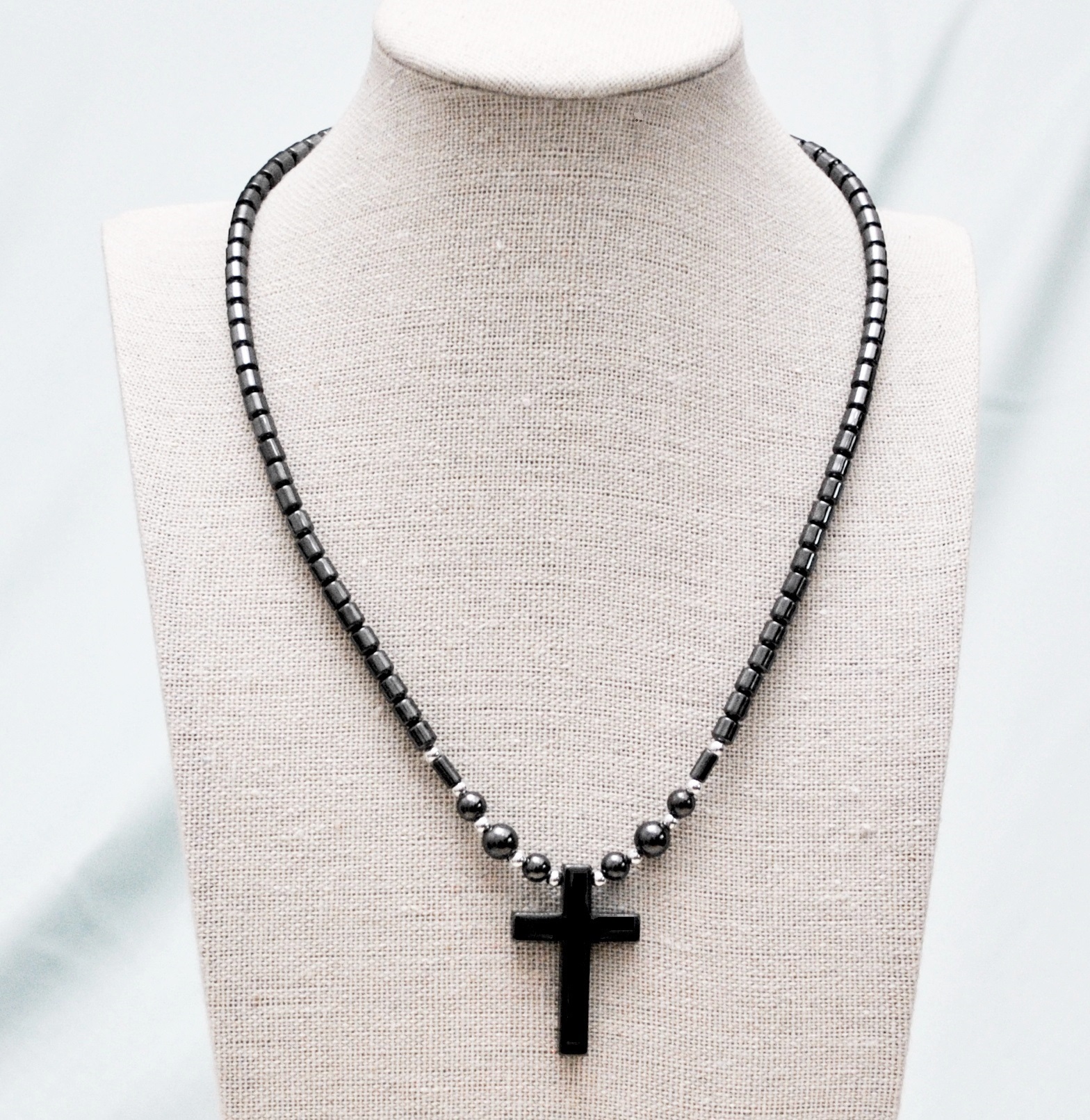 Dozen Plain Cross Hematite Necklace #HN-0001