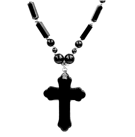 Dozen Large Plain Cross Hematite Necklace #HN-0007B