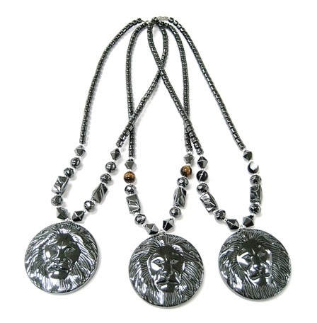 Dozen Large Lion Head Hematite Necklaces #HN-80455