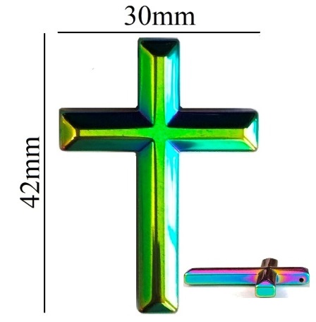 Dozen (12 PC.) Rainbow Cross Pendants with Hole On Top #HP-400