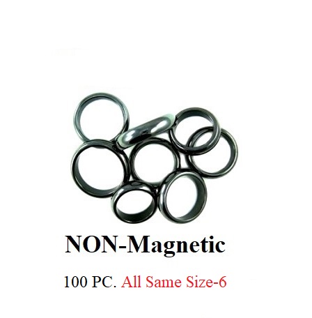 100 PC. All Size 6, Hematite Rings 6mm Smooth Dome Top (Non-Magnetic) #HRG100-s6