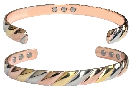 Rainbow Solid Copper Cuff with 9 Magnets Bangle for Women#MBG014C