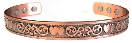 Double Heart Solid Copper Cuff Magnetic Bangle #MBG230