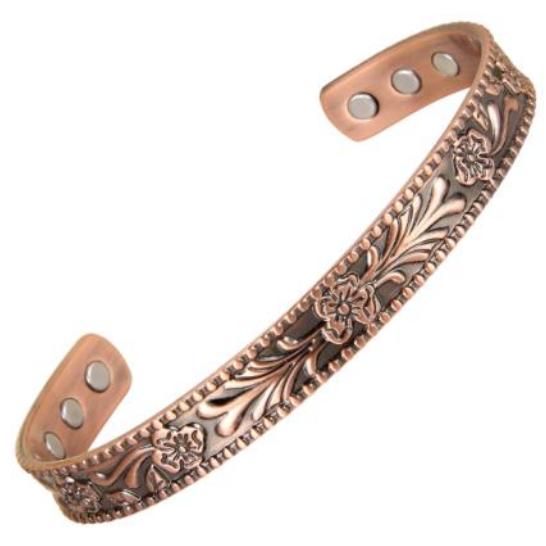 Flower Solid Copper Cuff Magnetic Bangle Bracelet #MBG240