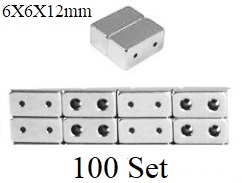 100 Sets 6x12mm 2 Holes Silver Color Magnetic Clasps #MCD500-100