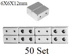 50 Sets 6x12mm 2 Holes Silver Color Magnetic Clasps #MCD500-50