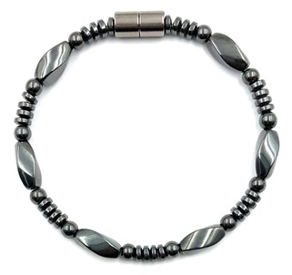 1 PC. All Black Twist and Rondale Beads Magnetic Bracelet Hematite #MHB-00038