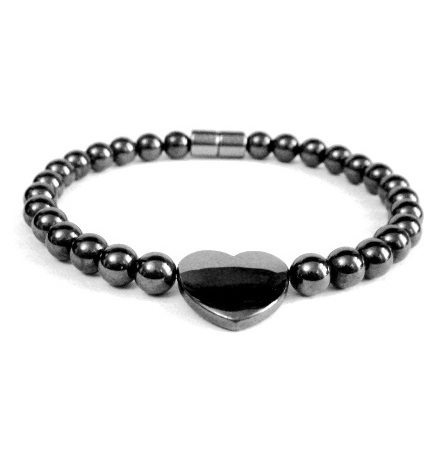 1 PC. Happy Single Heart Magnetic Bracelet Hematite Bracelets #MHB0041