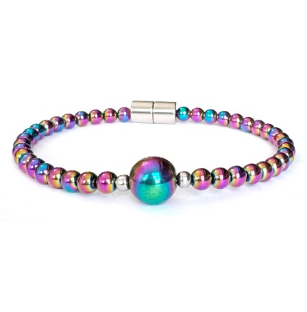 1 PC. Rainbow Beads Magnetic Hematite Bracelets With Magnetic Clasp #MHB-014