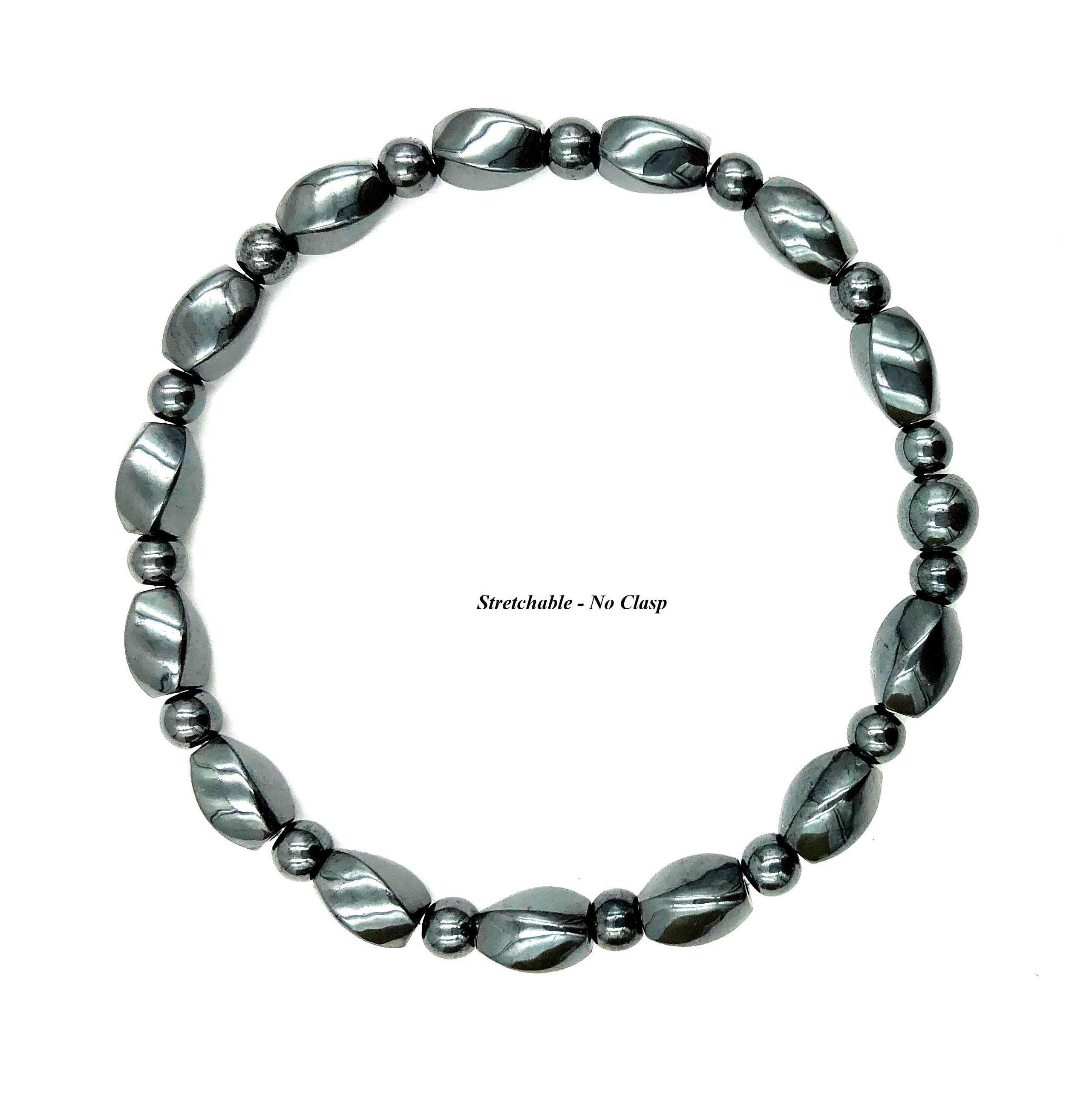 1 PC. Magnetic Bracelet Twist Magnetic Hematite Bracelet on Elastic Cord #MHB101E