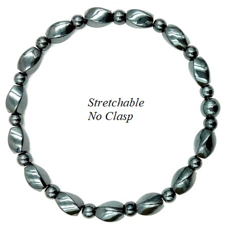 1 PC. Magnetic Bracelet Twist Magnetic Hematite Bracelet on Elastic Cord #MHB101E