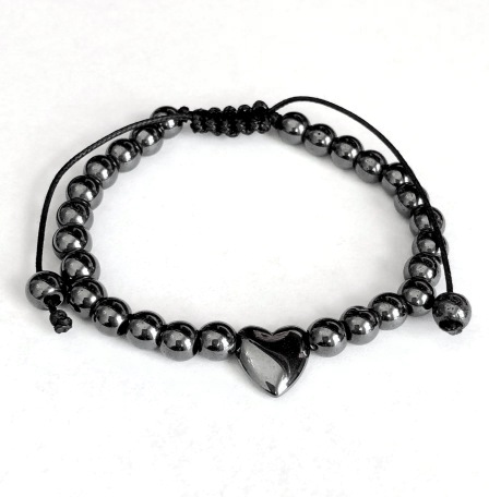 Dozen (12 PC.) Hematite Heart Magnetic Bracelets Adjustable One Size Fits All #MHB-572