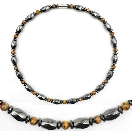 1 PC. Unisex Tiger-eye Hematite Magnetic Necklace for Men and Women  #MN-002