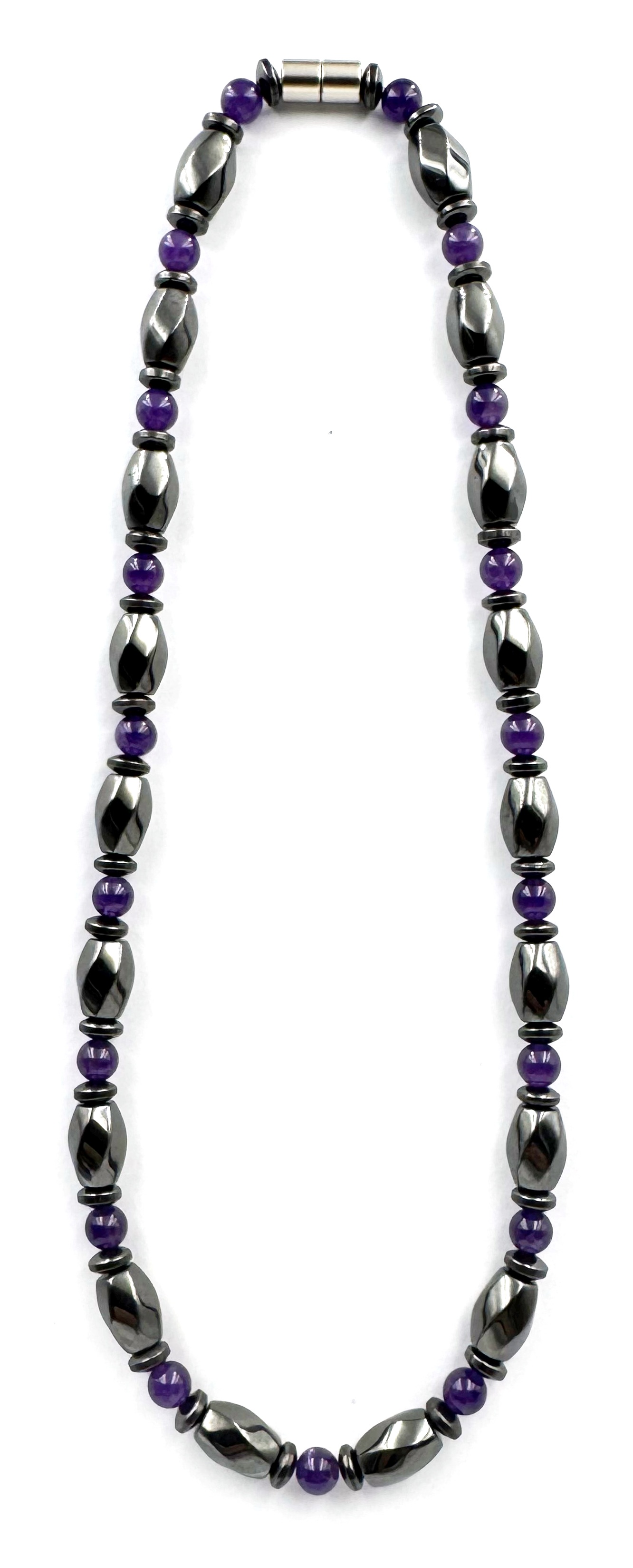 1 PC. AAA Amethyst Hematite Magnetic Necklace for Men and Women  #MN-003