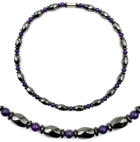 1 PC. AAA Amethyst Hematite Magnetic Necklace for Men and Women  #MN-003