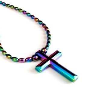 1 PC. Iridescent Cross Magnetic Necklace Magnetic Necklace #MN-0138