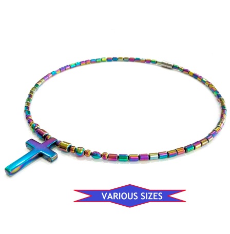 1 PC. Medium Cross Rainbow Magnetic Necklace #MN-111RA