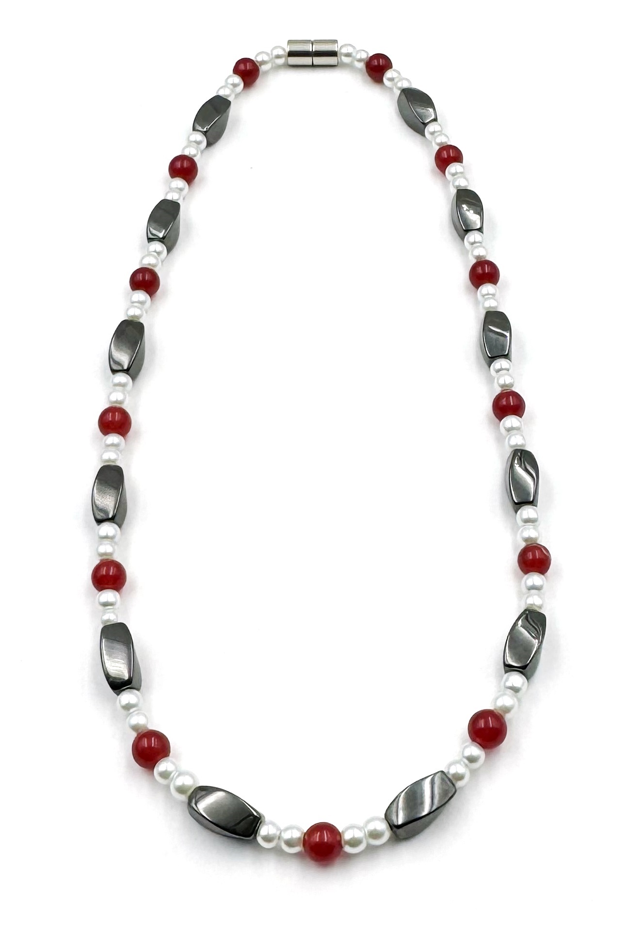 1 PC. Red and Pearl Magnetic Necklace #MN-0043RD