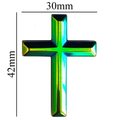 12 PC. Rainbow Cross Pendants (Hematite) #CMP-500