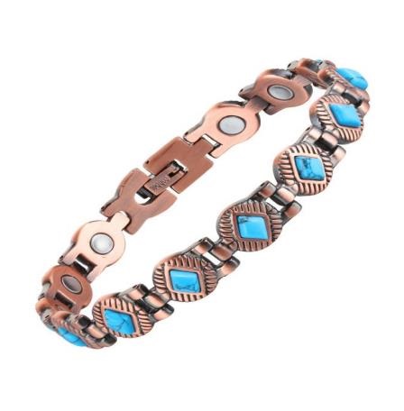 Turquoise Little diamond 99.9% Pure Copper Links Magnetic Bracelet #RCB023