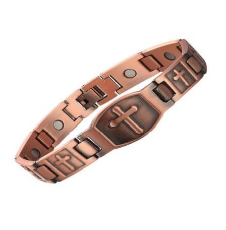 Armor Cross 99.9% Pure Copper Links Magnetic Bracelet #RCB024