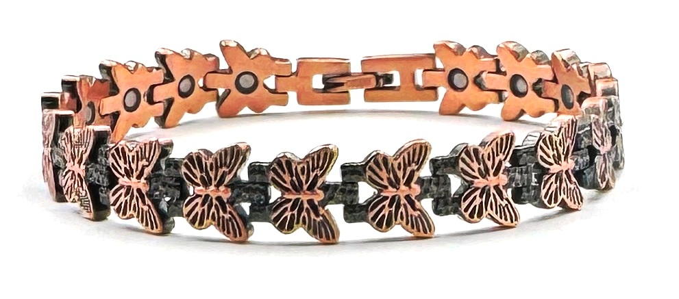 Filigree Butterfly 99.9% Pure Copper Link Magnetic Bracelet #RCB035B