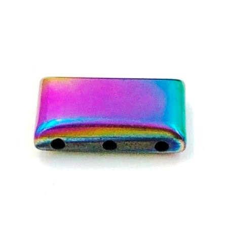 50 PC. Rainbow Rectangle 21x10mm With 3 Holes Magnetic Hematite Spacer Beads #MBR-Rectangle