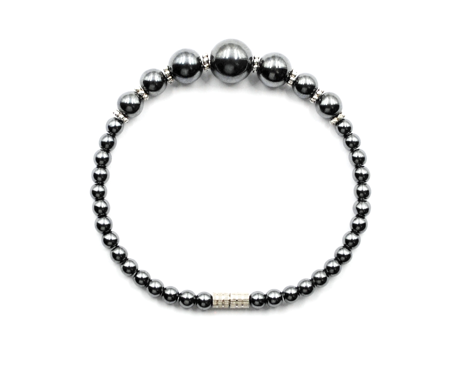 Dozen (12 PC.) Gradual Balls Hematite Bracelet (NON-Magnetic) #HBR-014