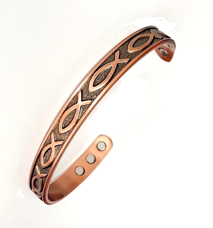 Fish Solid Copper Cuff Magnetic Therapy Bangle Bracelet #MBG226