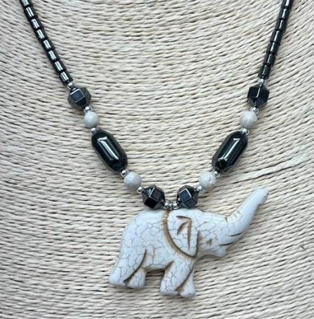 Dozen Large Beige Elephant Hematite Necklace (NON-Magnetic) #HN-81101A